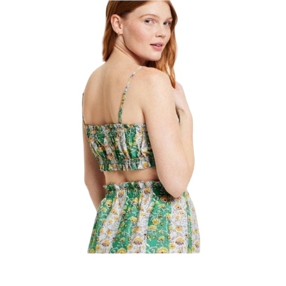 NWT RHODE x Target whimsical Green floral spaghetti Top crop size XXL - Picture 2 of 14